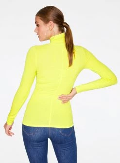 HeyYou Basic Key Lime Ribbed Long Sleeve Turtleneck Tank Tops