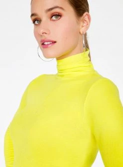 HeyYou Basic Key Lime Ribbed Long Sleeve Turtleneck Tank Tops