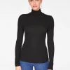 HeyYou Basic Black Ribbed Long Sleeve Turtleneck Tank Tops