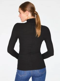 HeyYou Basic Black Ribbed Long Sleeve Turtleneck Tank Tops