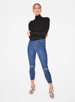 HeyYou Basic Black Ribbed Long Sleeve Turtleneck Tank Tops