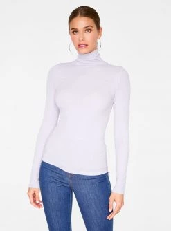 Tank Tops HeyYou Basic Lavender Ribbed Long Sleeve Turtleneck