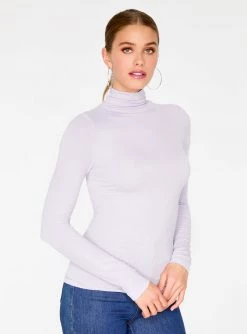 Tank Tops HeyYou Basic Lavender Ribbed Long Sleeve Turtleneck