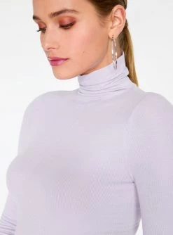 Tank Tops HeyYou Basic Lavender Ribbed Long Sleeve Turtleneck
