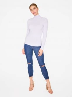 Tank Tops HeyYou Basic Lavender Ribbed Long Sleeve Turtleneck