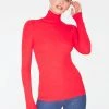 Tank Tops HeyYou Basic Red Ribbed Long Sleeve Turtleneck