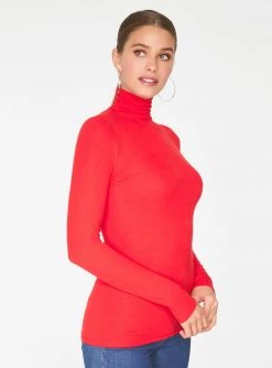 Tank Tops HeyYou Basic Red Ribbed Long Sleeve Turtleneck