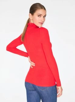 Tank Tops HeyYou Basic Red Ribbed Long Sleeve Turtleneck