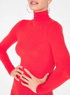 Tank Tops HeyYou Basic Red Ribbed Long Sleeve Turtleneck