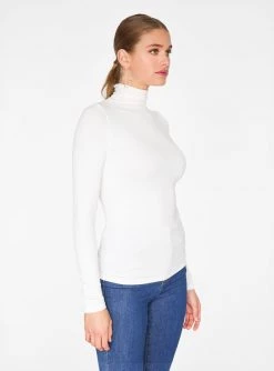 HeyYou Basic White Ribbed Long Sleeve Turtleneck Tank Tops