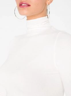 HeyYou Basic White Ribbed Long Sleeve Turtleneck Tank Tops