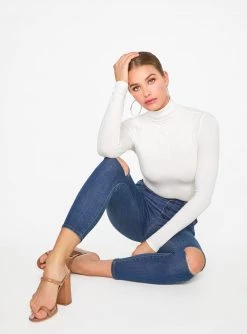 HeyYou Basic White Ribbed Long Sleeve Turtleneck Tank Tops