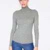 Tank Tops HeyYou Basic Heather Grey Ribbed Long Sleeve Turtleneck