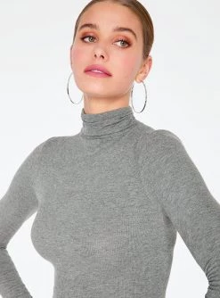 Tank Tops HeyYou Basic Heather Grey Ribbed Long Sleeve Turtleneck