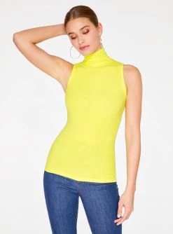 Tank Tops HeyYou Basic Key Lime Ribbed Sleeveless Turtleneck