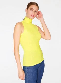 Tank Tops HeyYou Basic Key Lime Ribbed Sleeveless Turtleneck