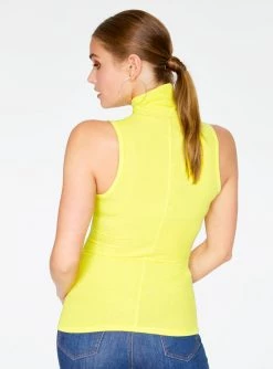 Tank Tops HeyYou Basic Key Lime Ribbed Sleeveless Turtleneck