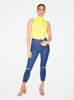 Tank Tops HeyYou Basic Key Lime Ribbed Sleeveless Turtleneck