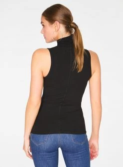 Tank Tops HeyYou Basic Black Ribbed Sleeveless Turtleneck