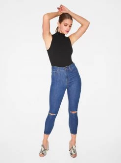 Tank Tops HeyYou Basic Black Ribbed Sleeveless Turtleneck