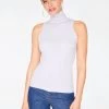 Tank Tops HeyYou Basic Lavender Ribbed Sleeveless Turtleneck