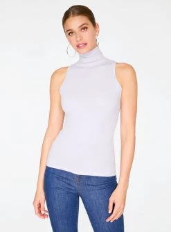 Tank Tops HeyYou Basic Lavender Ribbed Sleeveless Turtleneck