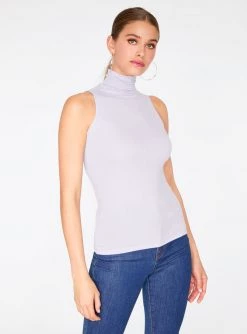 Tank Tops HeyYou Basic Lavender Ribbed Sleeveless Turtleneck
