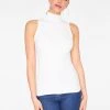 HeyYou Basic Creme Ribbed Sleeveless Turtleneck