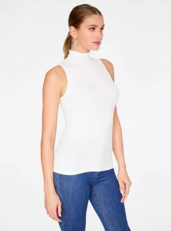 HeyYou Basic Creme Ribbed Sleeveless Turtleneck