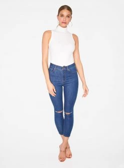 HeyYou Basic Creme Ribbed Sleeveless Turtleneck