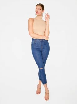 Tank Tops HeyYou Basic Sand Ribbed Sleeveless Turtleneck