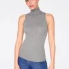 HeyYou Basic Heather Grey Ribbed Sleeveless Turtleneck