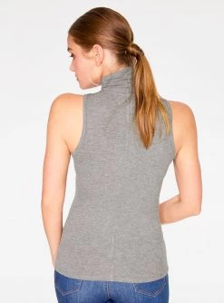 HeyYou Basic Heather Grey Ribbed Sleeveless Turtleneck