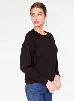 HeyYou Basic Long Sleeve Sweatshirt In Black Sweatshirts + Hoodies