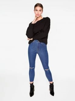 HeyYou Basic Long Sleeve Sweatshirt In Black Sweatshirts + Hoodies