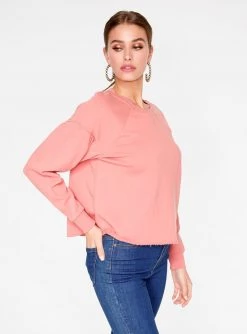 HeyYou Basic Long Sleeve Sweatshirt In Rose Sweatshirts + Hoodies