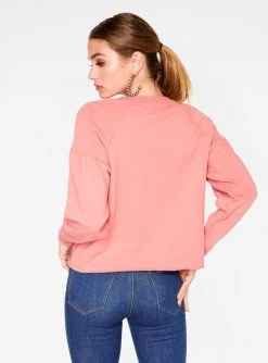 HeyYou Basic Long Sleeve Sweatshirt In Rose Sweatshirts + Hoodies