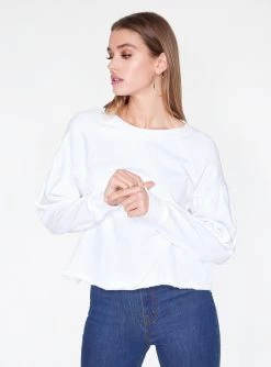 Sweatshirts + Hoodies HeyYou Basic Long Sleeve Sweatshirt In White