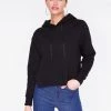 HeyYou Basic Black Long Sleeve Cropped Hoodie Sweatshirts + Hoodies