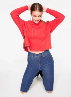 Sweatshirts + Hoodies HeyYou Basic Cherry Long Sleeve Cropped Hoodie