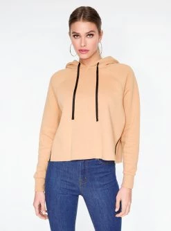 HeyYou Basic Khaki Long Sleeve Cropped Hoodie
