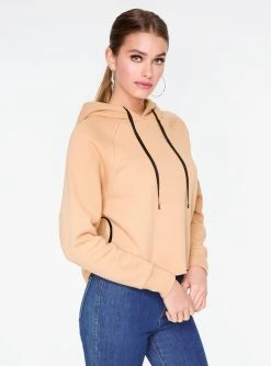 HeyYou Basic Khaki Long Sleeve Cropped Hoodie