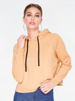HeyYou Basic Khaki Long Sleeve Cropped Hoodie