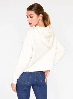 HeyYou Basic Off White Long Sleeve Cropped Hoodie Sweatshirts + Hoodies