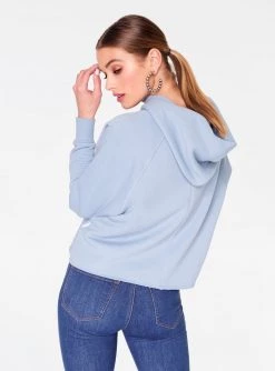 HeyYou Basic Sky Blue Long Sleeve Cropped Hoodie