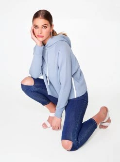 HeyYou Basic Sky Blue Long Sleeve Cropped Hoodie
