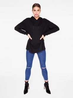 HeyYou Basic Black Long Sleeve Hoodie Sweatshirts + Hoodies