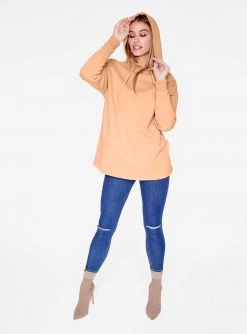HeyYou Basic Khaki Long Sleeve Hoodie Sweatshirts + Hoodies