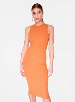 Dresses HeyYou Basic Penny Ribbed Crew Neck Midi Dress