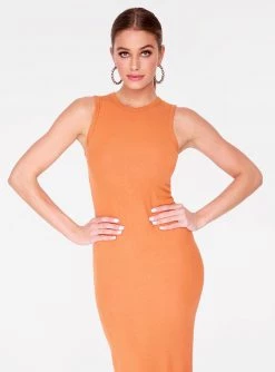 Dresses HeyYou Basic Penny Ribbed Crew Neck Midi Dress